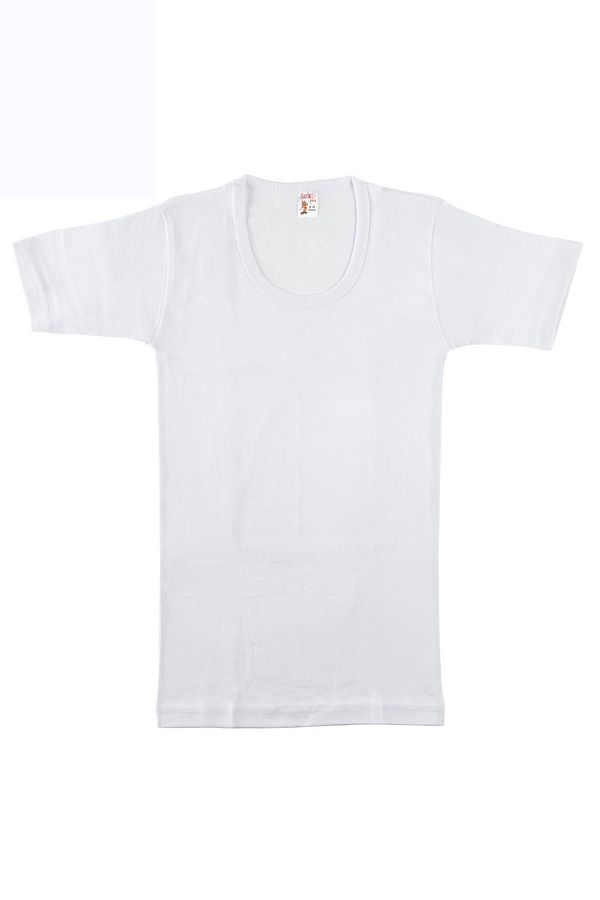 Namaldı-Boy's White 2-Pack Ribbed Crew Neck Undershirt Elf568N308Ccm2 1