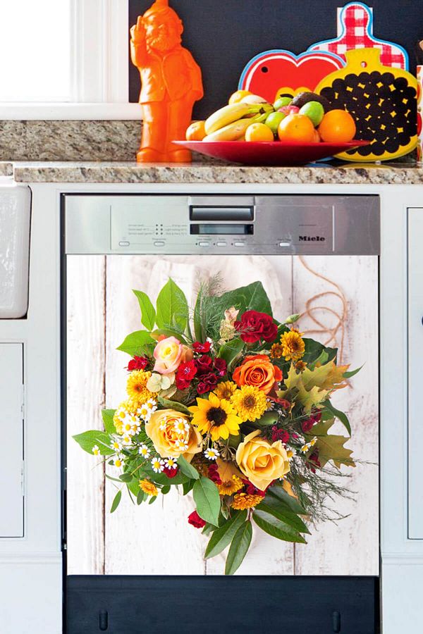 Tilki Dünyası-Flower Bouquet Dishwasher Door Sticker 1
