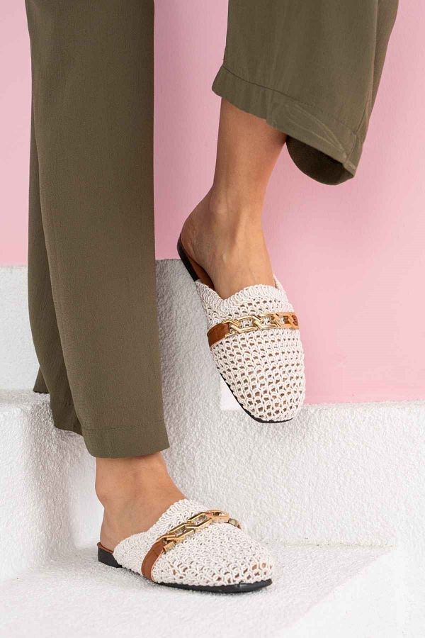White flat mules cheap