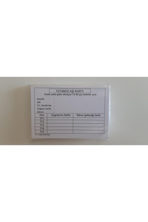 Kültür Matbaası-15-49 Years Women's Tetanosis Vaccine Card 50 Pack 1