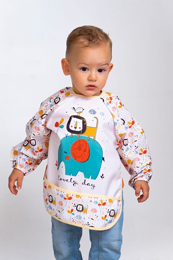 dubi baby Uzun Kollu Bebek Mama Önlüğü