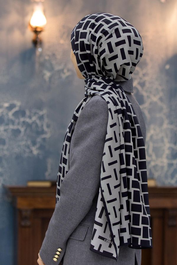 Vissona-Women's Luxury Medina Silk Shawl Gray-3 1