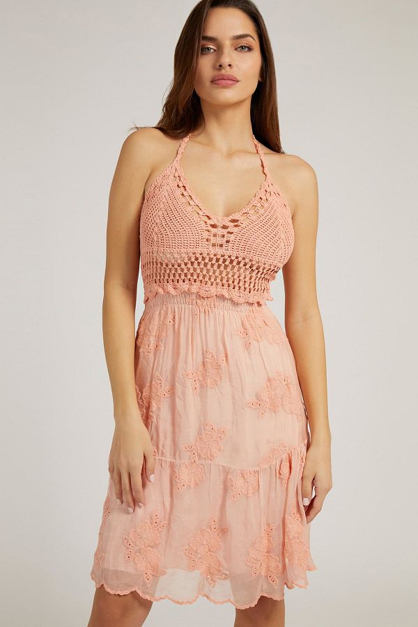 Guess ruffled halter dress sales