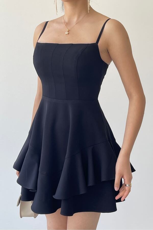 lovebox Women's Thin Strap Skirt with Floor Detail Asymmetrical