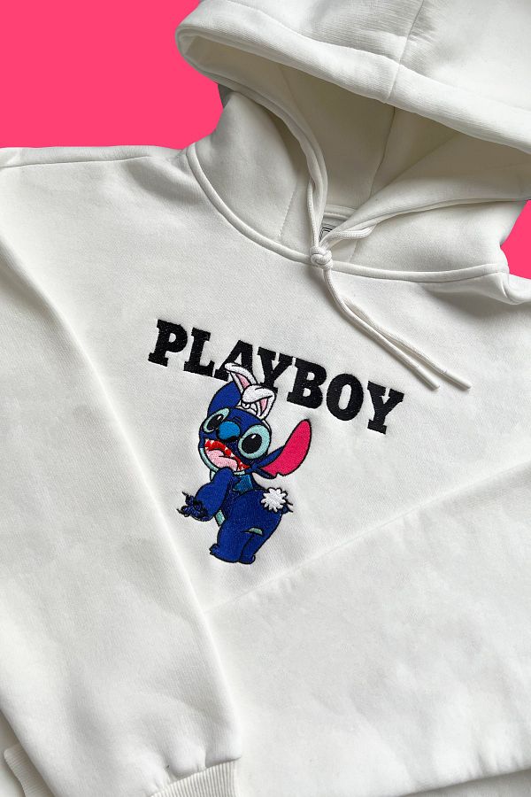 Theseem Playboy Stitch Embroidered Oversize Hoodie Trendyol