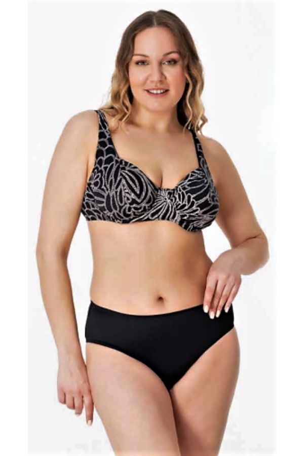 Sunsurf Large Size Patterned Tightening Bikini Black 50-52-54-56 Size -  Trendyol