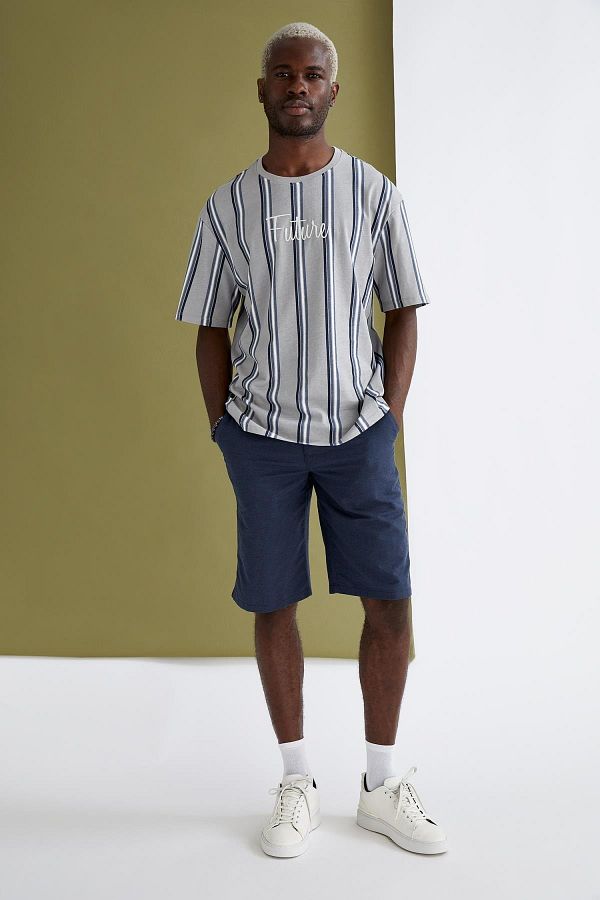 DeFacto-Regular Fit Bermuda Linen Blend Shorts 1