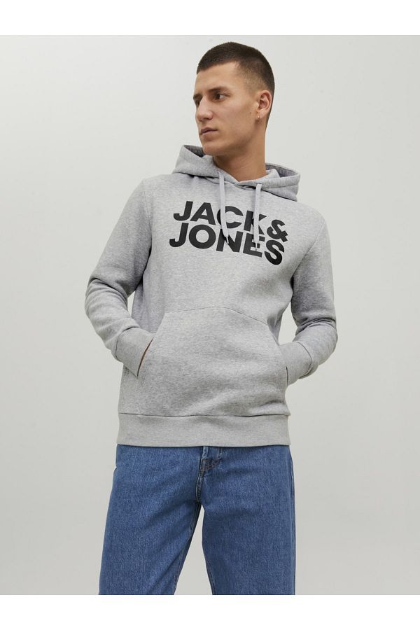 Jack Jones Jack Jones Men s Sweatshirt Long Sleeve Logo 3979 Grey Grey 13W42JJECORP Trendyol
