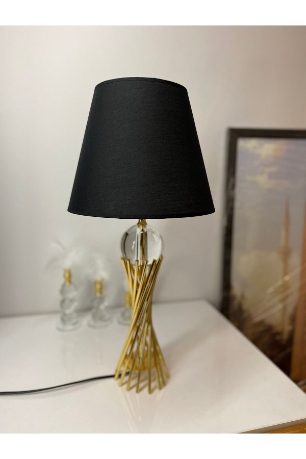 asellus-Misbah Twist Lampshade Table Lamp Crystal Glass Gold Plated, Lampshade 1