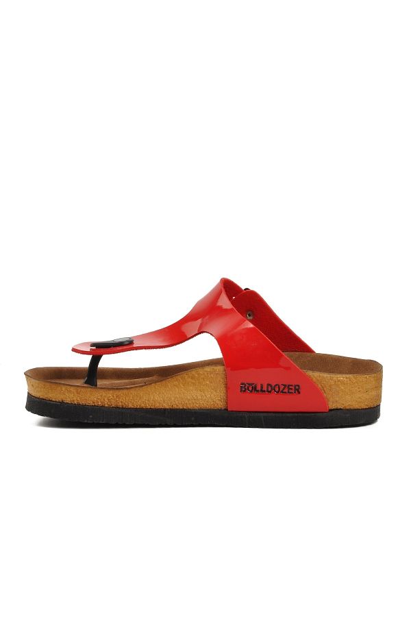 Bulldozer 774141 Red Patent Leather Flip Flops Women s Cork Slippers Trendyol
