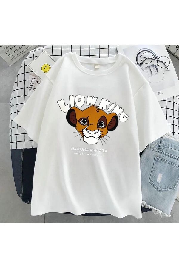 Keywest Hakuna Matata Printed Oversize Cotton Kids T shirt Trendyol