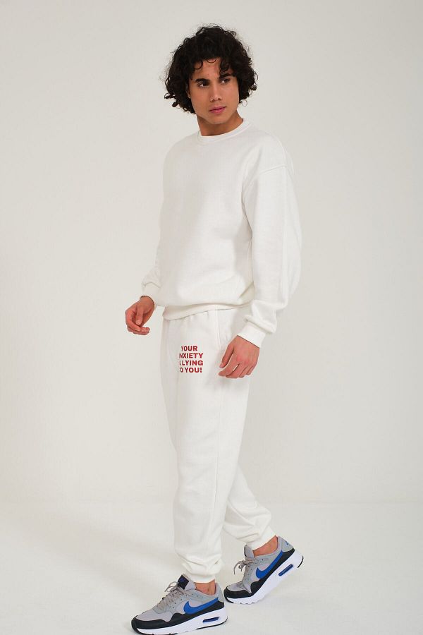 C C OKULCUNUZ Your Anxiety Lying To You Basic Crew Neck Tracksuit Set Trendyol