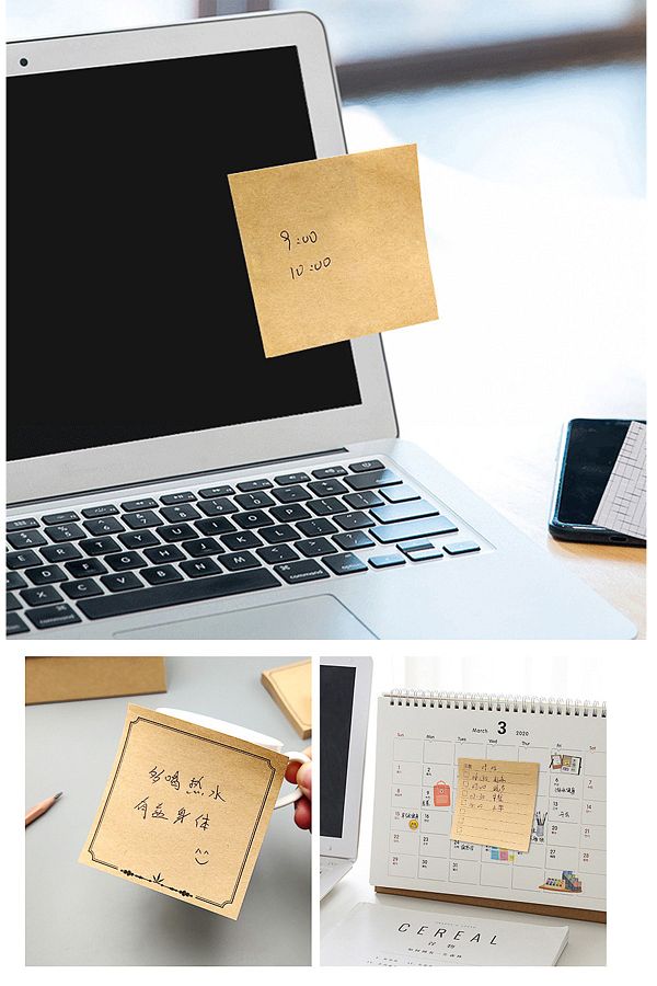 Vox Art-3 Pieces Kraft Post-it - 3x 80 Sheets - 7.5x7.5 Cm 1
