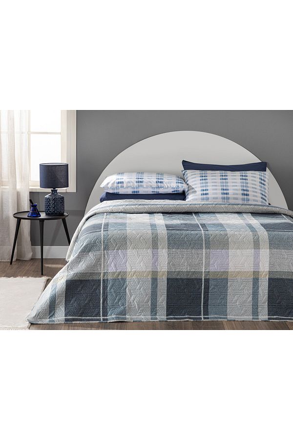 English Home-Chill Plaid Double Multi-Purpose Cover 200x220 Cm Blue 1