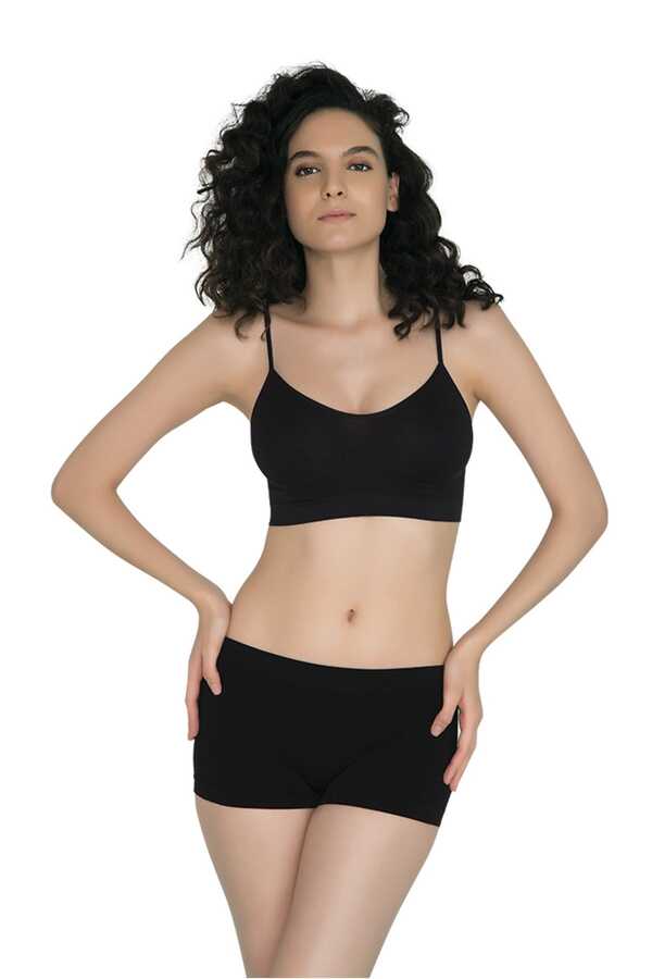 Yevda-Women's Black Seamless Thin String Bustier 1