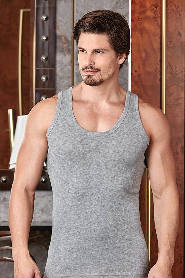 Berrak-Men's Gray Lycra Singlet ELF568BER1030 1