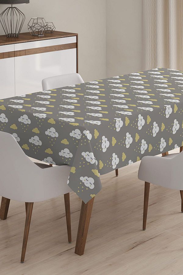 Realhomes-Modern Cloud Patterned Digital Printed 3D Tablecloth - 140 x 180 cm 1
