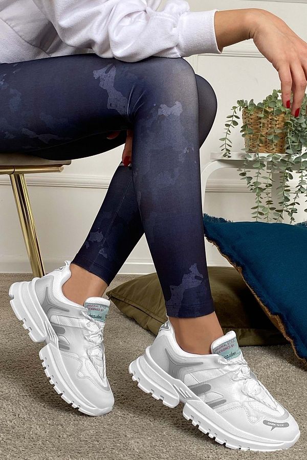 DARK SEER-Ganz weißer Damen-Sneaker 1