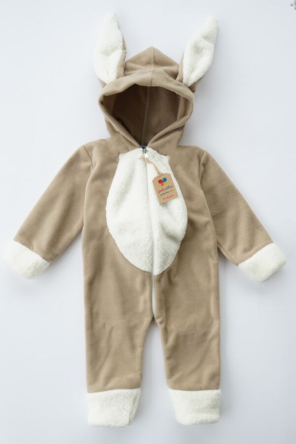 ipek atlas Kız & Erkek Bebek Ponpon Kuyruklu Kulaklı Tavşan Tasarımlı Tulum