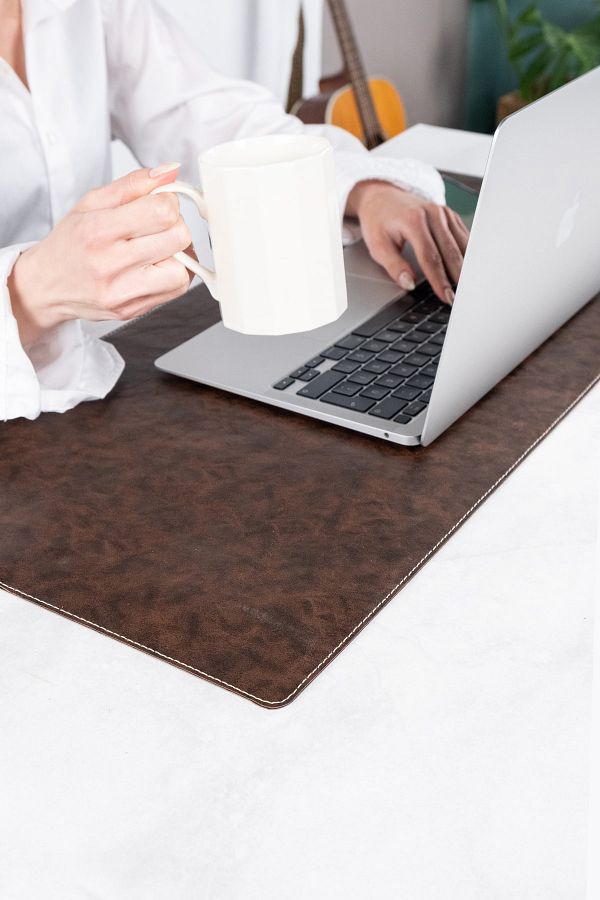 dk leather Coffee Black Double Color Desk Study Mat Desk Mat Large Mousepad New Business Office Gift Decoration Trendyol
