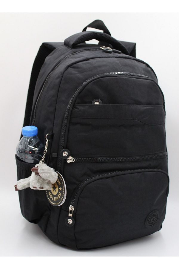 Bevitton-Rucsac negru unisex din țesătură șifonată rezistentă la apă 2400 1