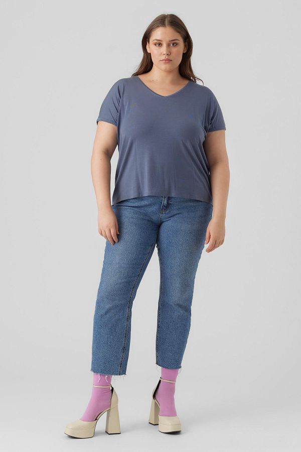 Veromoda Curve-Vero Moda Curve Damen/Mädchen China Blau T-Shirt 1