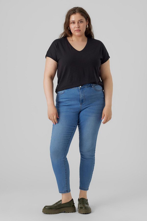 Veromoda Curve-Vero Moda Curve Damen/Mädchen Schwarzes T-Shirt 1