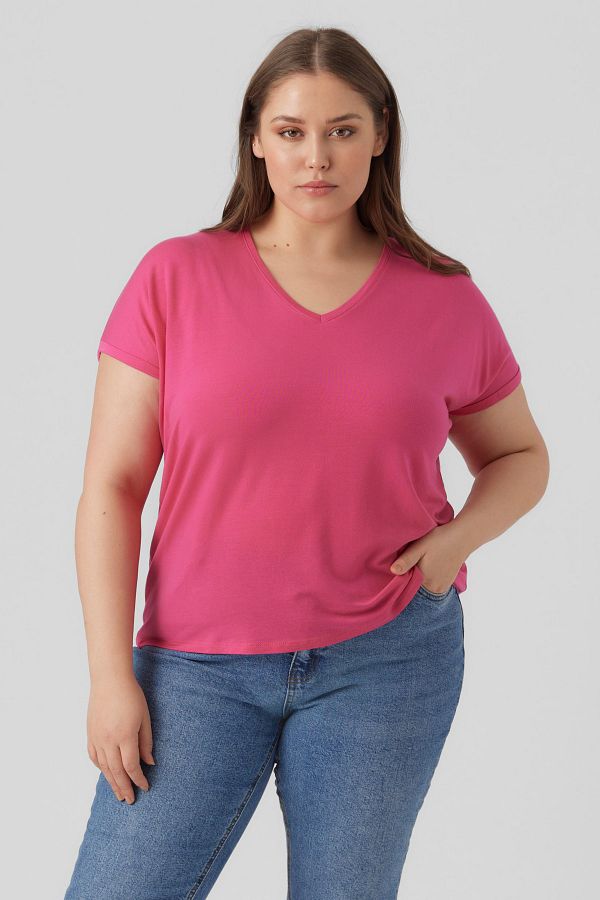 Veromoda Curve-Vero Moda Curve Damen/Mädchen T-Shirt „Yarrow“ in Rosa 1