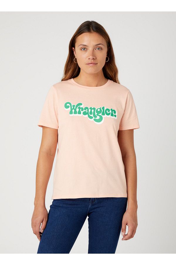 WRANGLER-Lachsfarbenes T-Shirt mit Rundhalsausschnitt für Damen W7n4d3p60 1