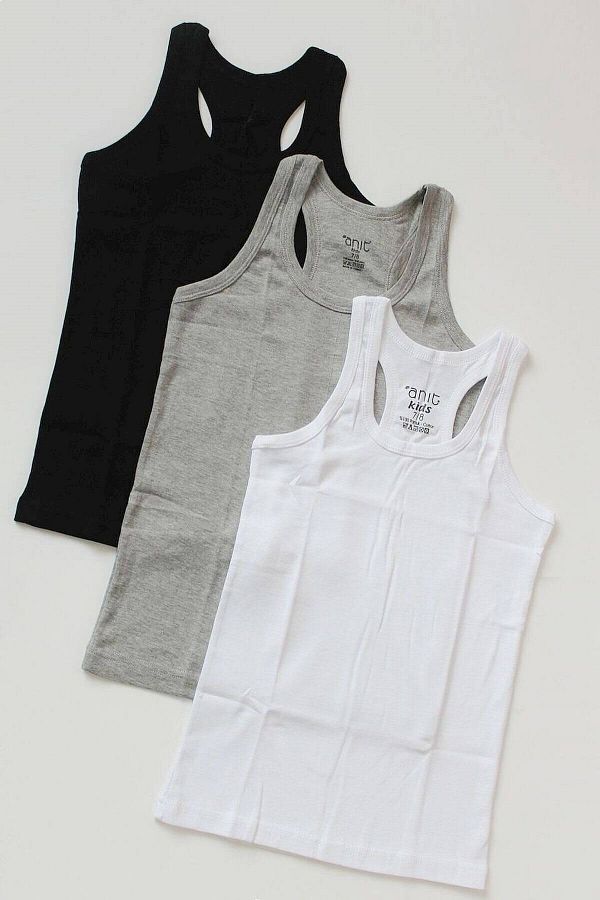 Anıt-Boy's 3-Pack Black White Gray Ribbed Cotton Athlete 1