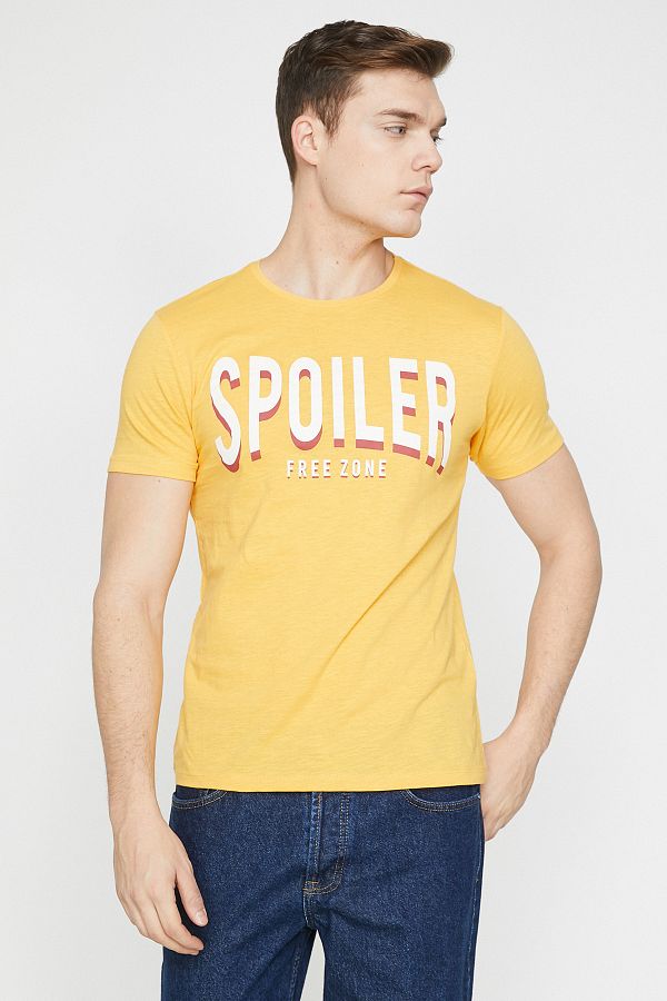 Koton-Men's Yellow Crew Neck Short Sleeve T-Shirt 9YAM14900OK 1