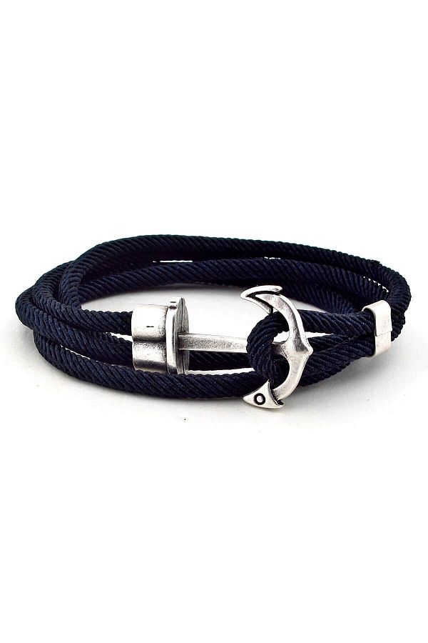 Solfera-Men's Navy Blue Wrapped Large Anchor Bracelet Bt325 1