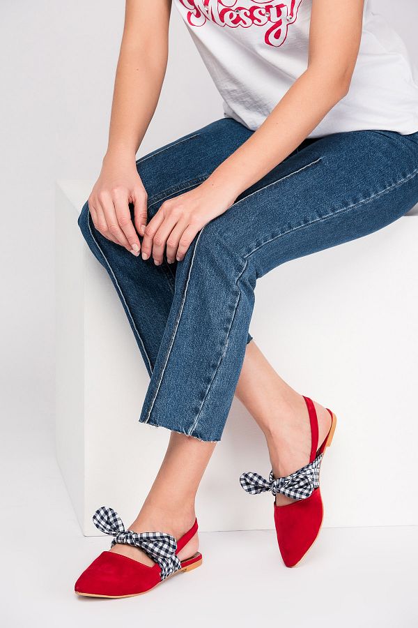 Fox Shoes-حذاء باليرينا نسائي باللون الأحمر والأزرق الداكن D726603002 1