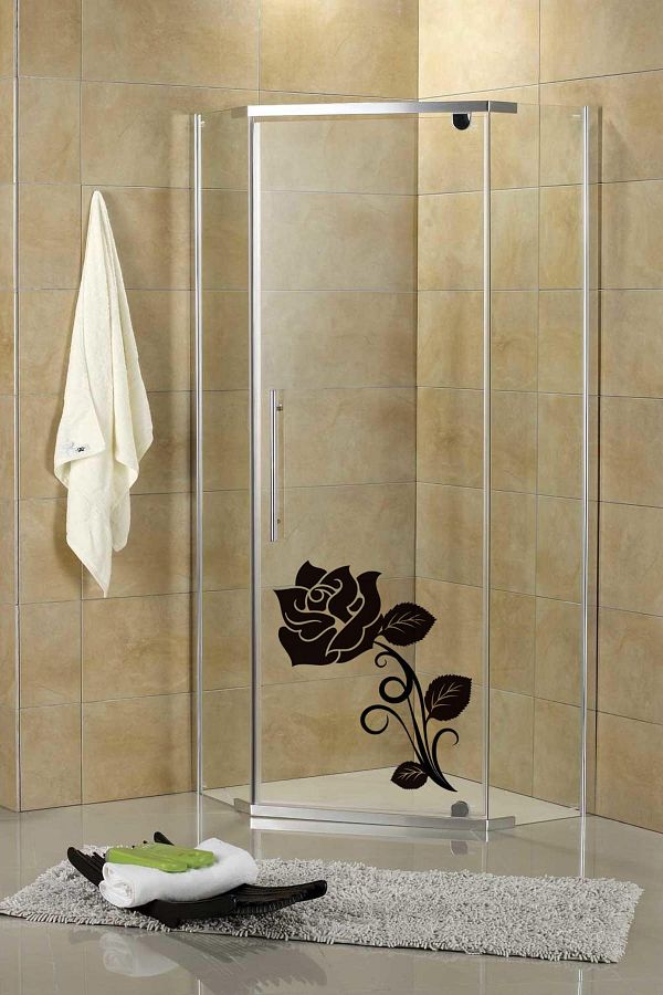 Tilki Dünyası-Floral Rose Shower Cabin and Bathroom Sticker DSKBN00010 1