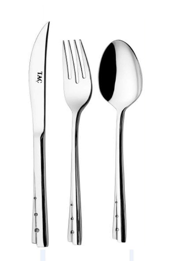 Taç-Cornella 90 Piece Gardenia Fork Knife Spoon Set Platinum (K) Tac-5018 1
