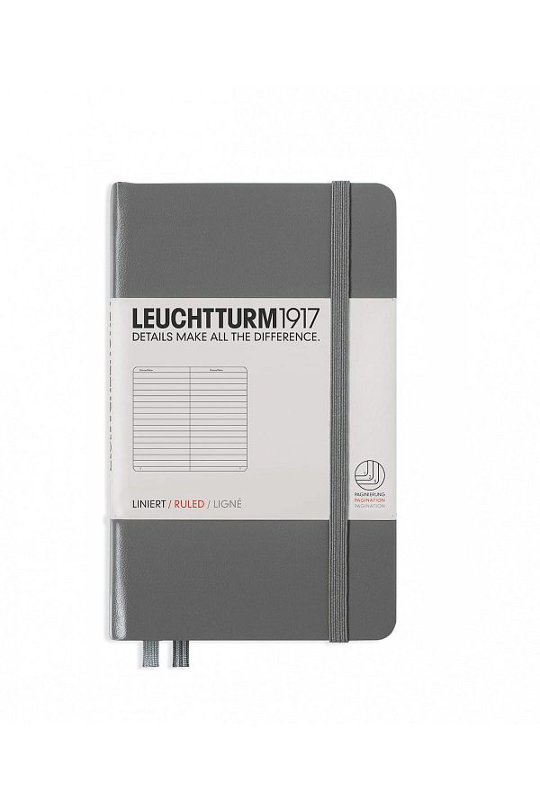 Leuchtturm1917-Pocket Size (A6) Notebook, Striped, Anthracite Gray Cover 1