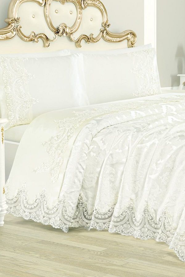Dekoreko-Double Sultan Chenille Pique Set 6 Pieces Cream 1