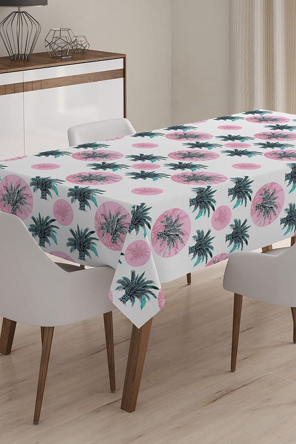 Realhomes-Modern Palm Patterned Digital Printed Tablecloth - 140 x 220 cm 1