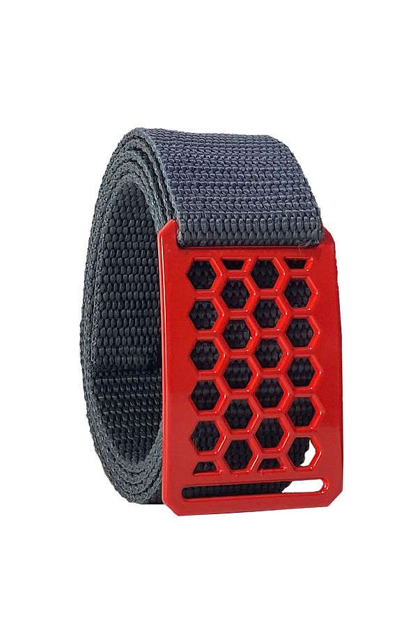 GoDeri-2023 New Season Unisex Red Honeycomb Buckle with Smoked Column Belt 4 cm=Red.Honeycomb 1