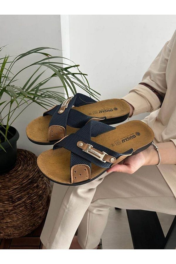 Behtah Kundura-Men's Light and Soft Fabric Slippers Summer Slippers Outdoor Home Slippers Guest Dowry Military Slippers 1