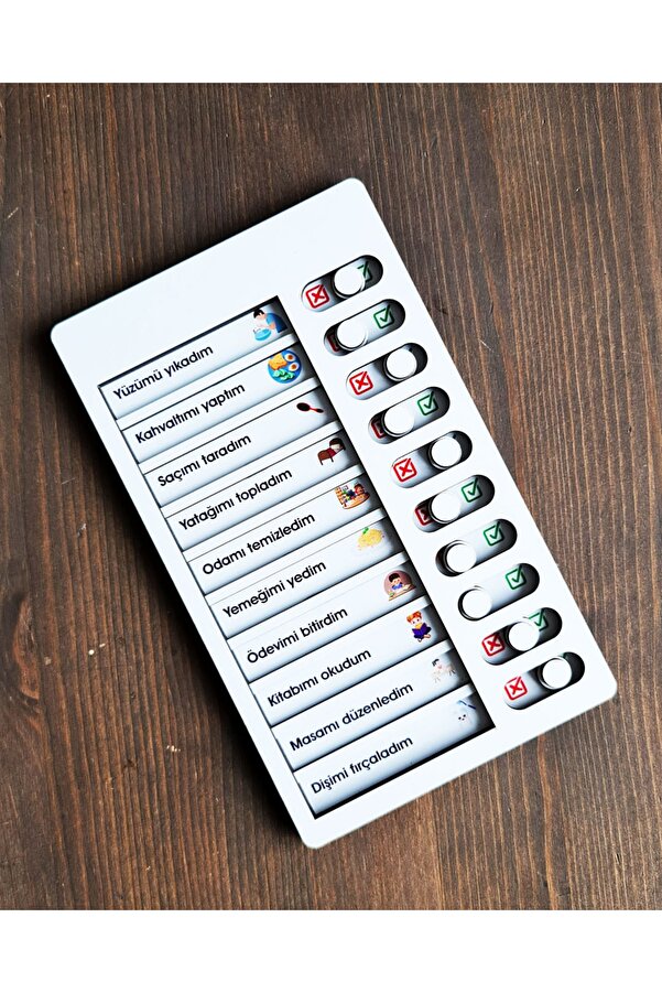 metafortoys Ahşap Çocuk Günlük Rutin Checklist Kontrol Listesi Eğitici Oyuncak Ahşap Yapılacaklar Listesi
