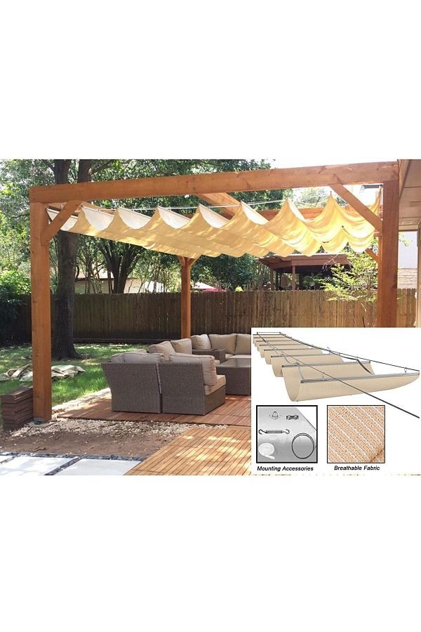 size ne lazım-Cream Colored Telescopic Canopy Awning System - 2m X 8m 1