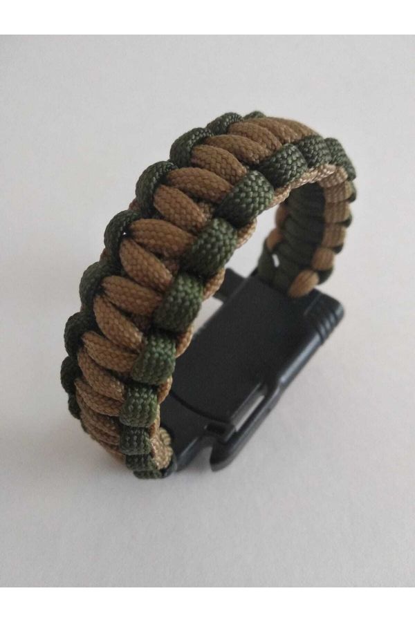 Paracord Bracelet with Whistle, Fire Starter & Compass,