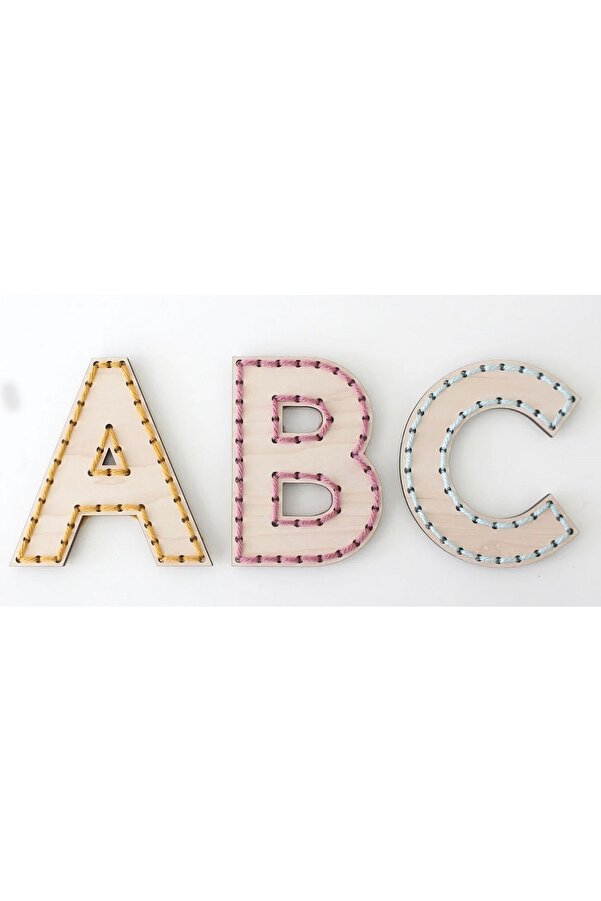 MartinaCole Montessori Bağcık Oyuncağı, Abc Harfleri Lazer Kesimli