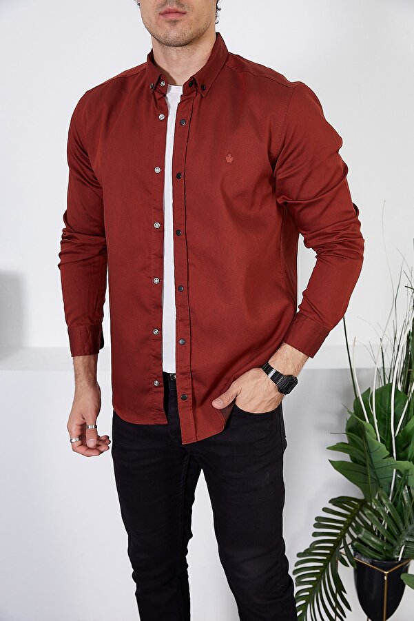 ENZİM JEANS Men's Slim Fit Denim Shirt- Trendyol