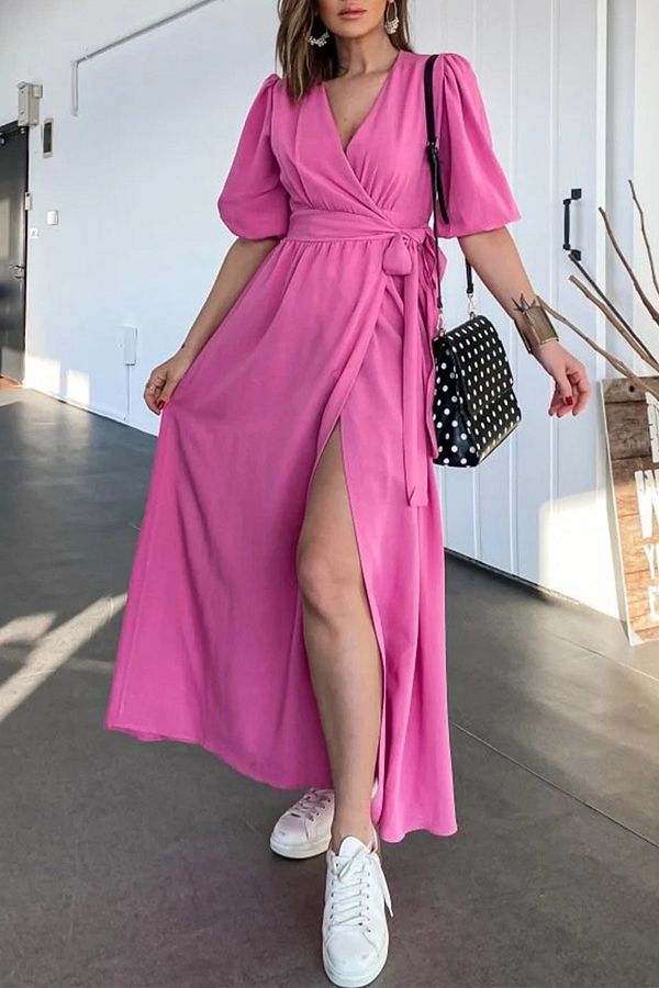 Double tie wrap dress in blush clearance