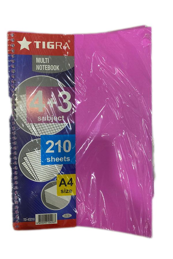 Tigra-دفتر ملاحظات مكون من 4+3 أقسام 210 Yp باللون الوردي 1
