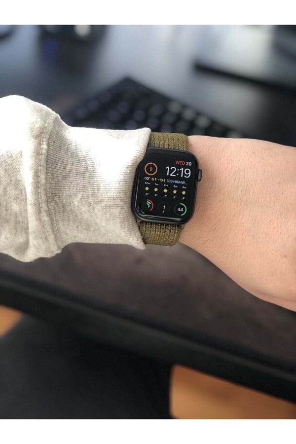 Cool Cold Apple Watch 4 5 Compatible 42mm Nike Sports Loop Model Velcro Cord Strap Knitted Olive Flak Green Trendyol