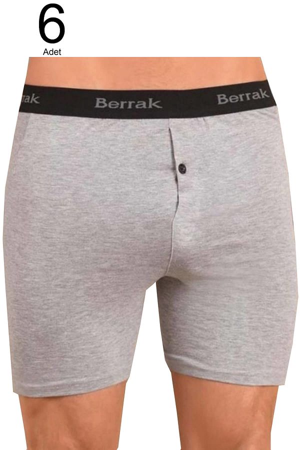 Berrak-Boxeri gri pentru bărbați, pachet de 6 lycra, cu nasturi ELF568BER10596 1