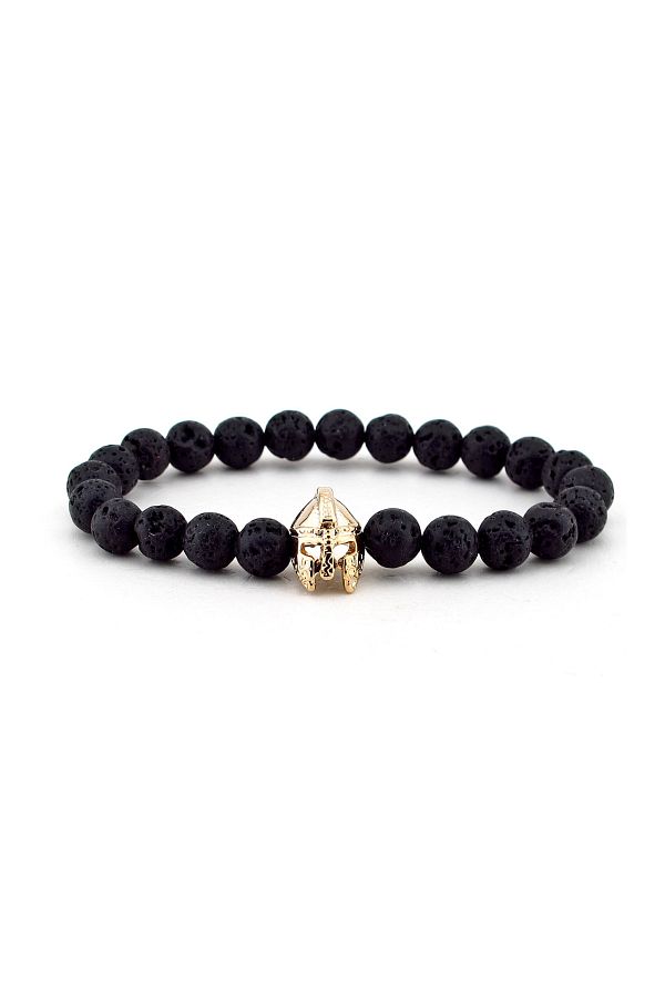 Solfera-Men's Lava Stone Knight Helmet Natural Stone Bracelet B1805 1